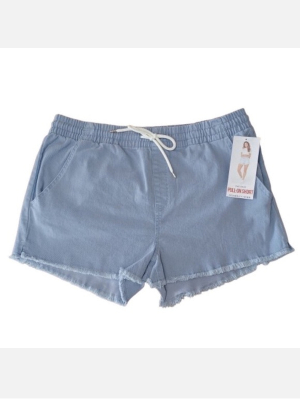 Celebrity Pink Women's Plus Size 2XL High Rise Raw Hem Periwinkle Denim Shorts